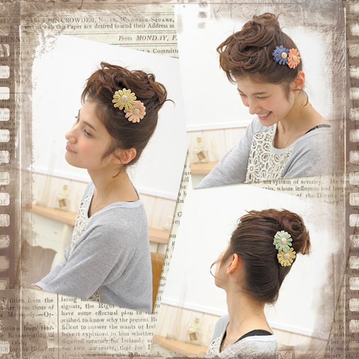 カラフルお花ヘアクリップ【ヘアクリップ フラワー ヘアアクセサリー | SOUBIEN | 詳細画像2 