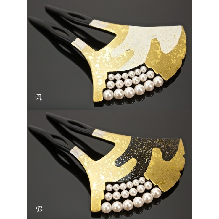 バチ型簪 金 白 黒 ピンク パール ラメ 髪飾り 日本製 フォーマル | SOUBIEN | 詳細画像3