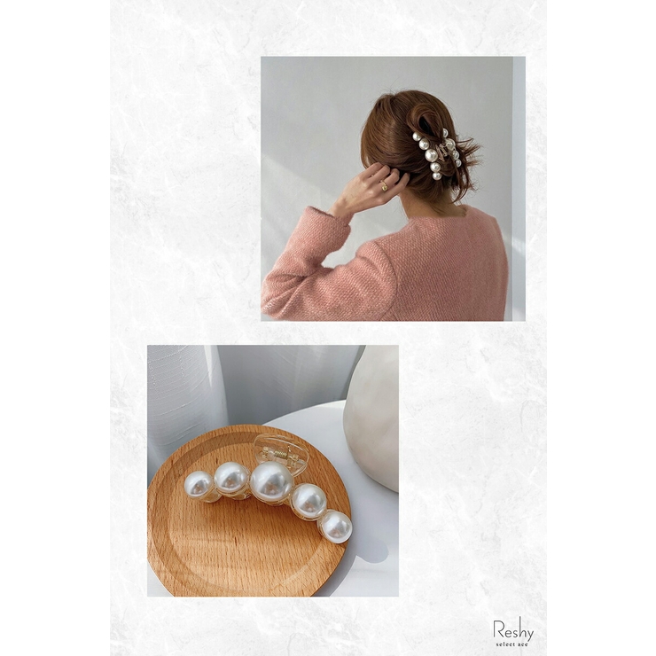 レディースヘアクリップボリューム特大大粒パールバレッタ髪飾り大きめしっかり可愛いかわいいプレゼントギフトアップスタイル