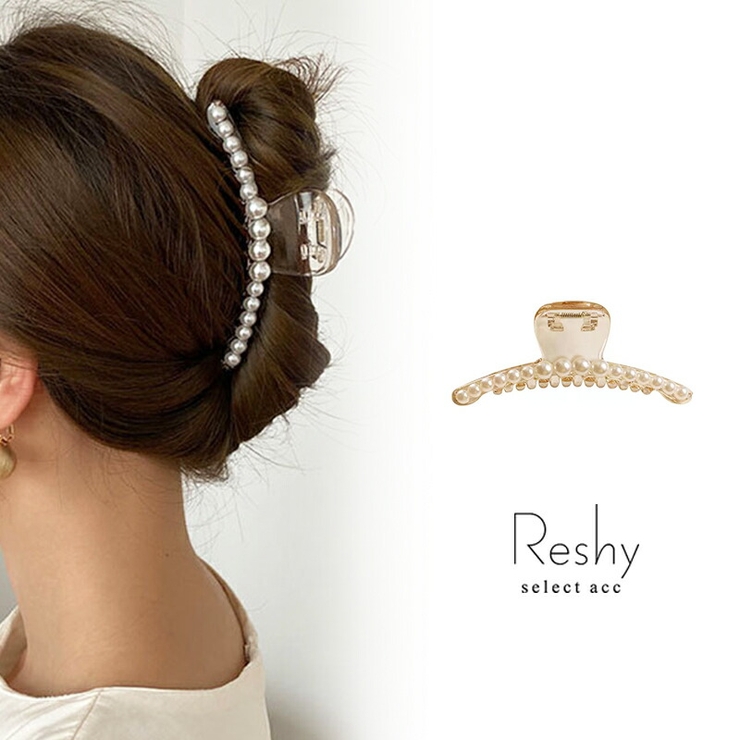 レディース ヘアクリップ パールクリアバンスクリップ[品番
