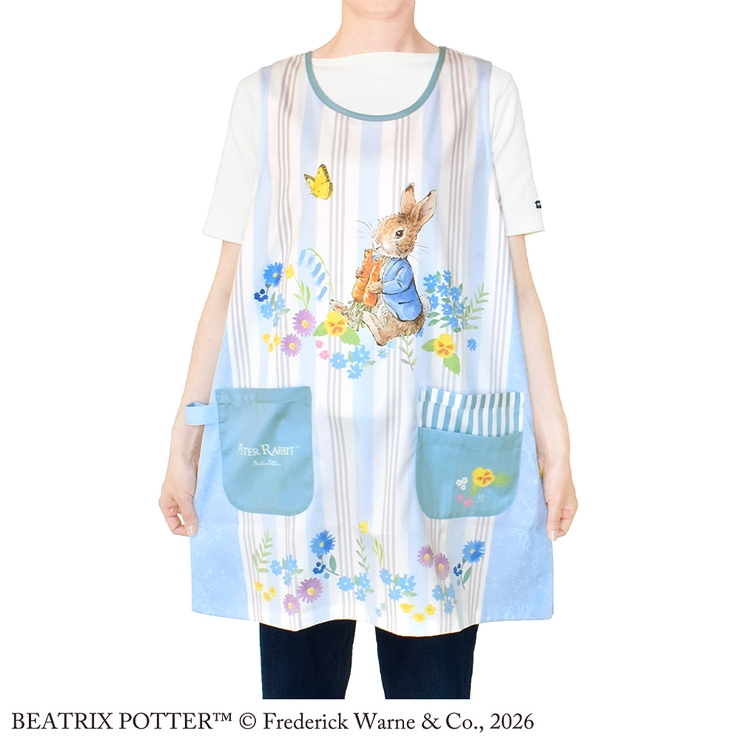 ピーターラビット エプロン ブルー （スタンダード脇ボタンタイプ） | KIT-HIT-SURU | 詳細画像3 