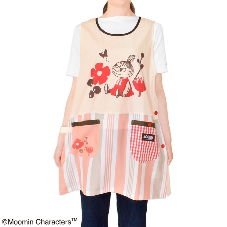 ムーミン エプロン コーラルピンク/ベージュ （スタンダード脇ボタンタイプ） | KIT-HIT-SURU | 詳細画像3 