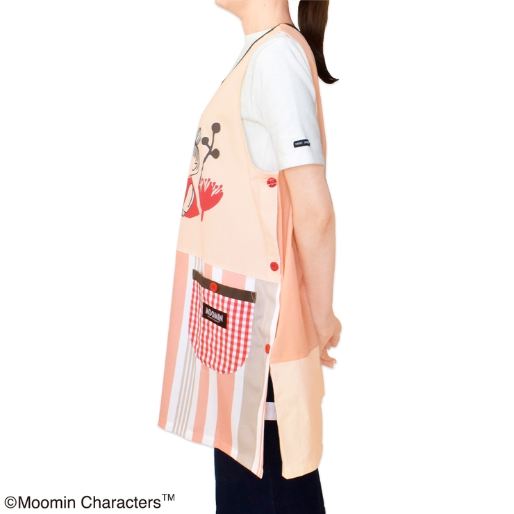 ムーミン エプロン コーラルピンク/ベージュ （スタンダード脇ボタンタイプ） | KIT-HIT-SURU | 詳細画像6 