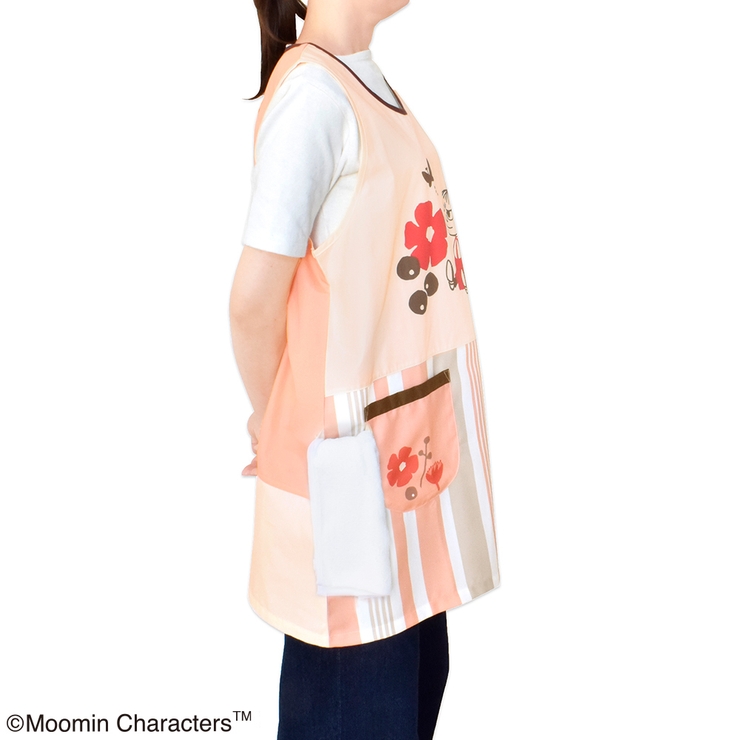 ムーミン エプロン コーラルピンク/ベージュ （スタンダード脇ボタンタイプ） | KIT-HIT-SURU | 詳細画像7 