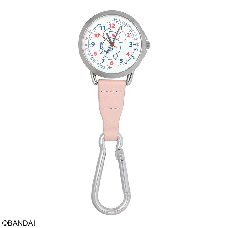 くまのがっこう カラビナ付きウォッチ(蓄光盤) ナースジャッキー ペールピンク | KIT-HIT-SURU | 詳細画像1 