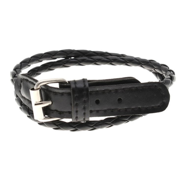 ブラック | レザー調 ブレスレット 編みこみレザー | STYLEBLOCK
