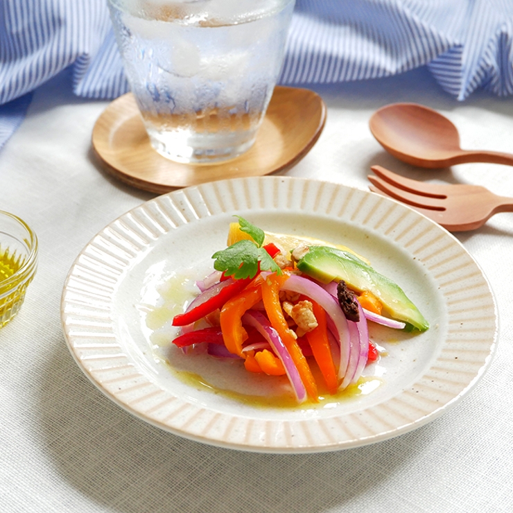 お皿 16cm リム茶ストライププレート[品番：ADMH0001364]｜TABLE