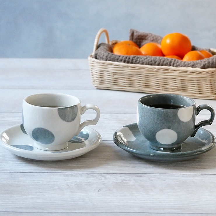 カップ＆ソーサー ほっこり水玉 和食器マグカップ[品番