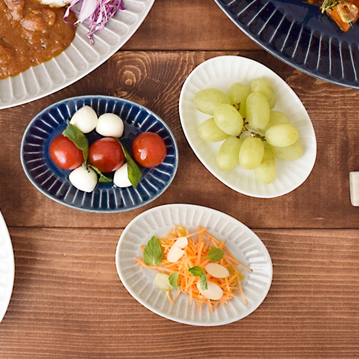 しのぎストライプ オーバル皿 12cm[品番：ADMH0000556]｜EAST