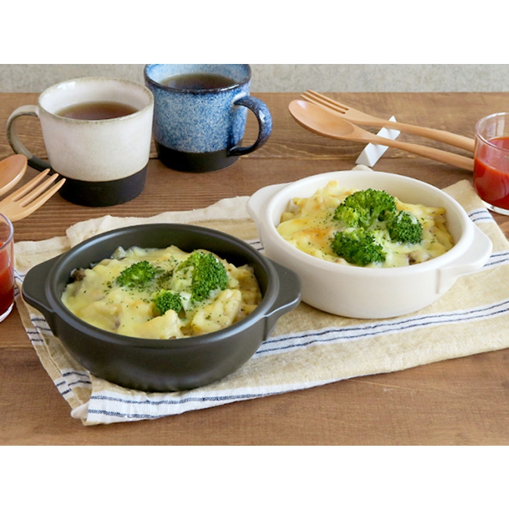 （直火OK）両手付きグラタン（大）直火対応/オーブン対応食器/オーブンウェア/グラタン皿/おうちカフェ食器/アヒージョ鍋