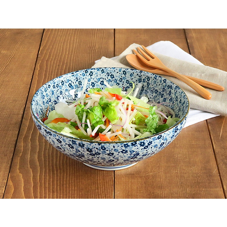 ＜藍染小花＞麺鉢大和食器/さぬき丼ぶり/大ボウル/めん鉢/大鉢/どんぶり