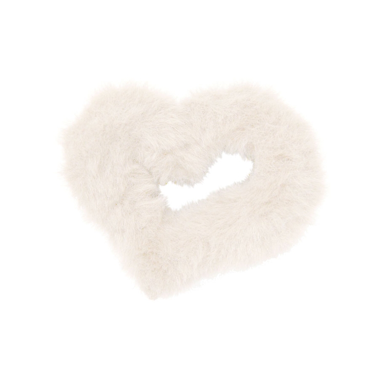 ２．アイボリー | ファー ヘアクリップ ハート | terracotta