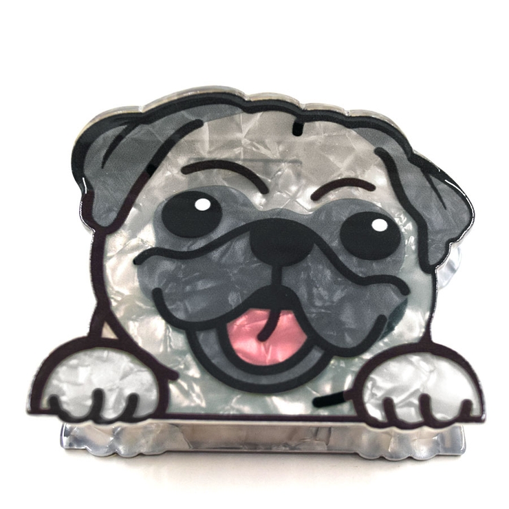 ６．パグ | 犬 ヘアクリップ 大きめ | terracotta