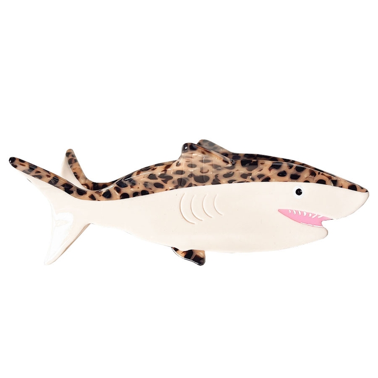 ４．茶マーブルシャーク | バンスクリップ 大きめ おしゃれ | terracotta