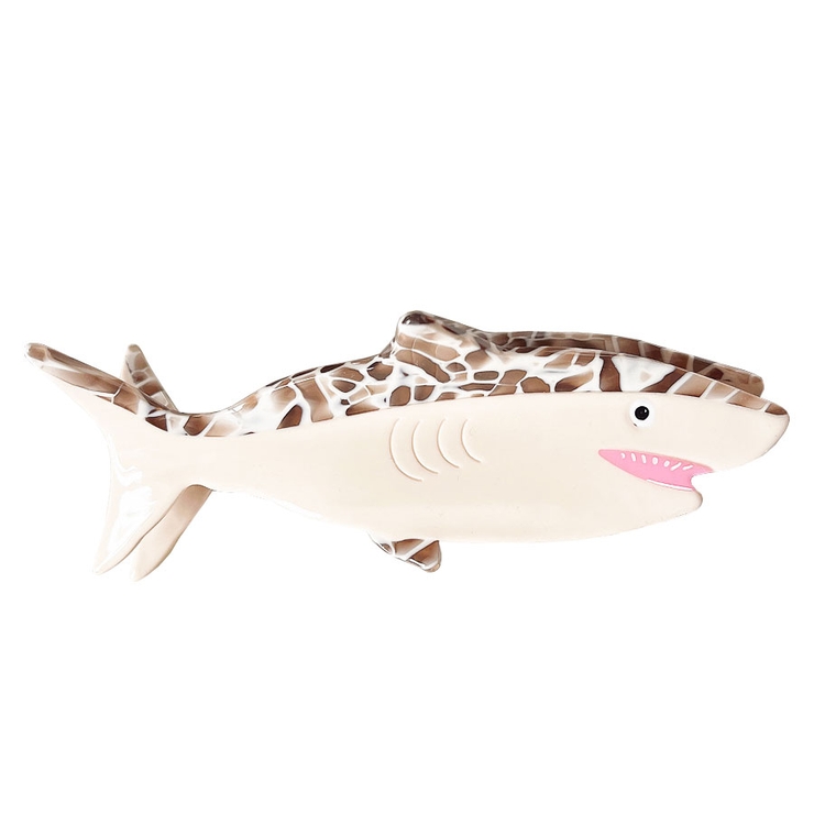 ５．薄茶マーブルシャーク | バンスクリップ 大きめ おしゃれ | terracotta