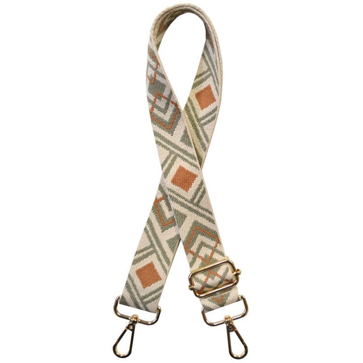 １８．エスニック緑オレンジ | ショルダーストラップ バッグ用 太め | terracotta