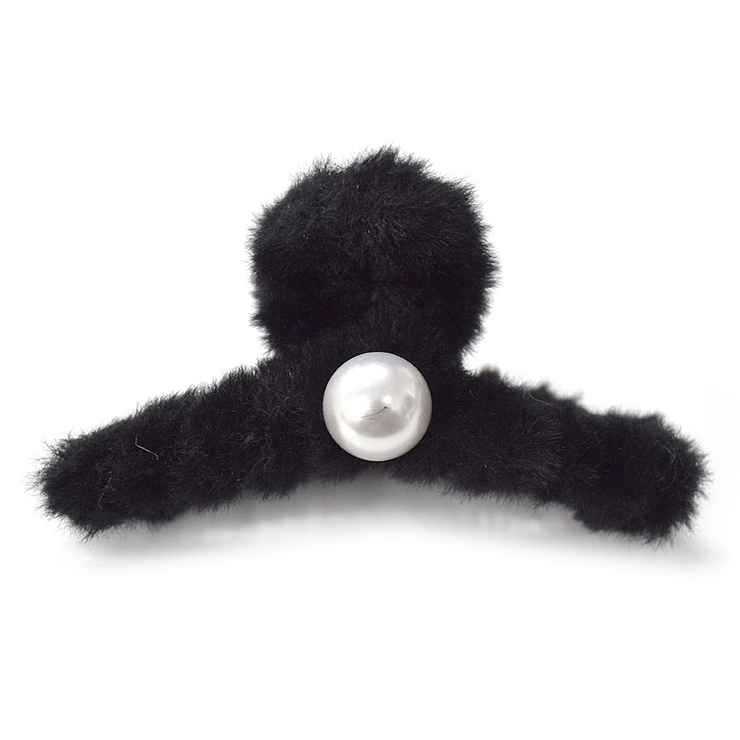 ８．ブラック×パール | ヘアクリップ 大きめ ファー | terracotta