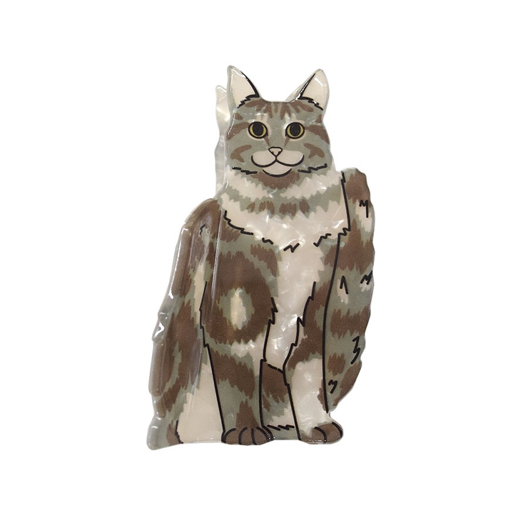 １８．トラ猫グレーMIX | ヘアクリップ 猫 動物 | terracotta