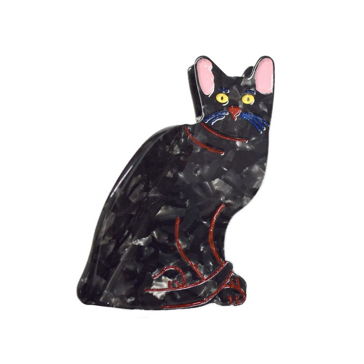 ２０．黒マーブル猫 | ヘアクリップ 猫 動物 | terracotta