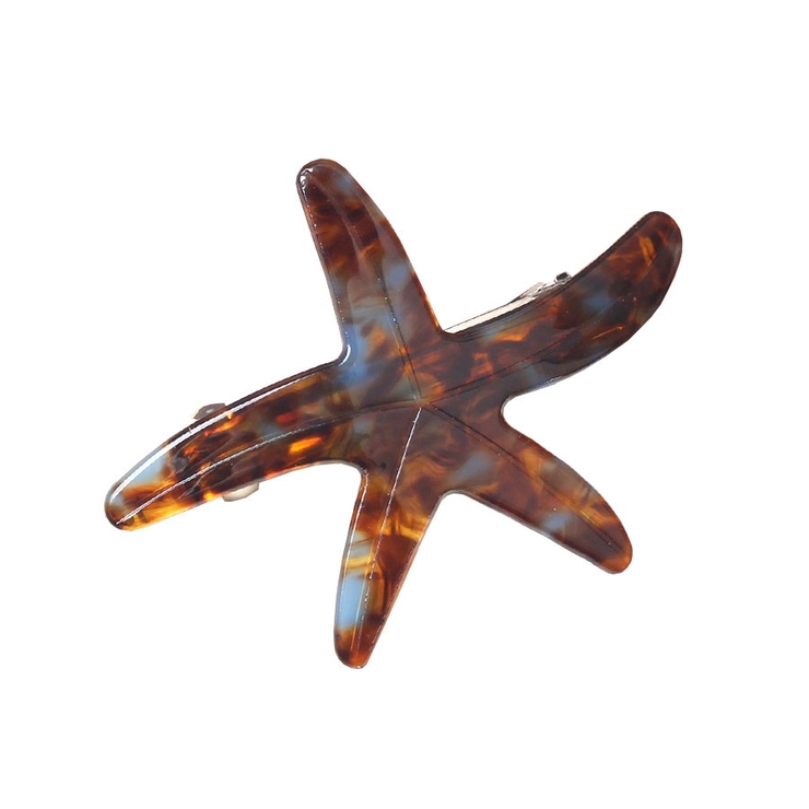 ５．青ブラウンマーブル | バレッタ 小さめ ヒトデ | terracotta