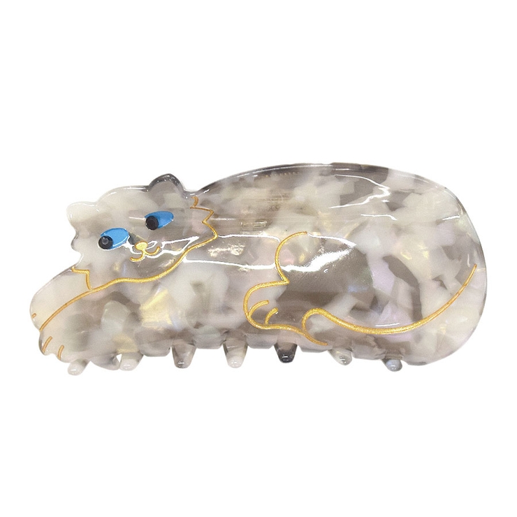 １５．クリアグレーマーブル | ヘアクリップ 猫 動物 | terracotta