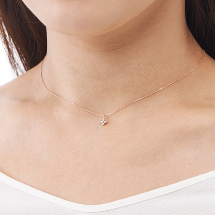 【美品】thekiss K10ピンクゴールド ダイヤモンドローズネックレス THE KISS K10ピンクゴールド[品番：TKSA0001720]｜THE KISS （ザ