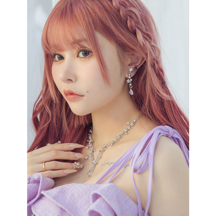 ゴージャスフラワービジューアクセサリー2点セットネックレスイヤリングシルバーアクセサリー大人ジュエリーjewelryレディースセットシンプル小物女性パーティーギフト結婚式ブライダルウエディング二次会花フラワーTikaティカ