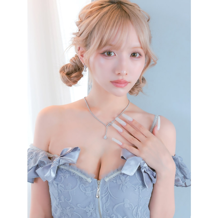 フラワー×ストーンネックレス＆ピアスセット アクセサリー 小ぶり | Tika | 詳細画像2 