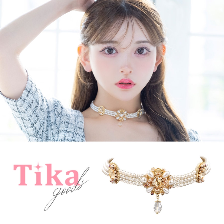 フラワーモチーフパール3連チョーカーネックレス  韓国アクセサリー[品番：XK000013197]｜Tika（ティカ）のレディースファッション通販｜SHOPLIST（ショップリスト）