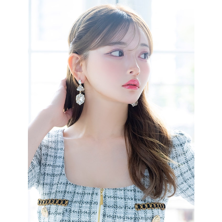 ゴージャスクリスタルビジュードロップピアス 韓国アクセサリー ピアス