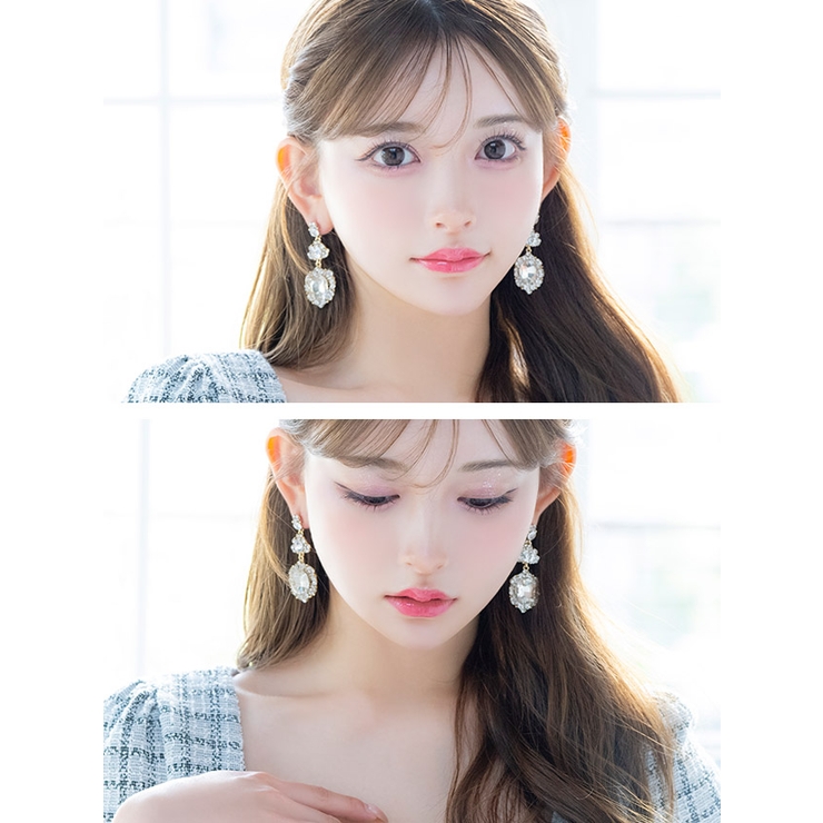 ゴージャスクリスタルビジュードロップピアス 韓国アクセサリー