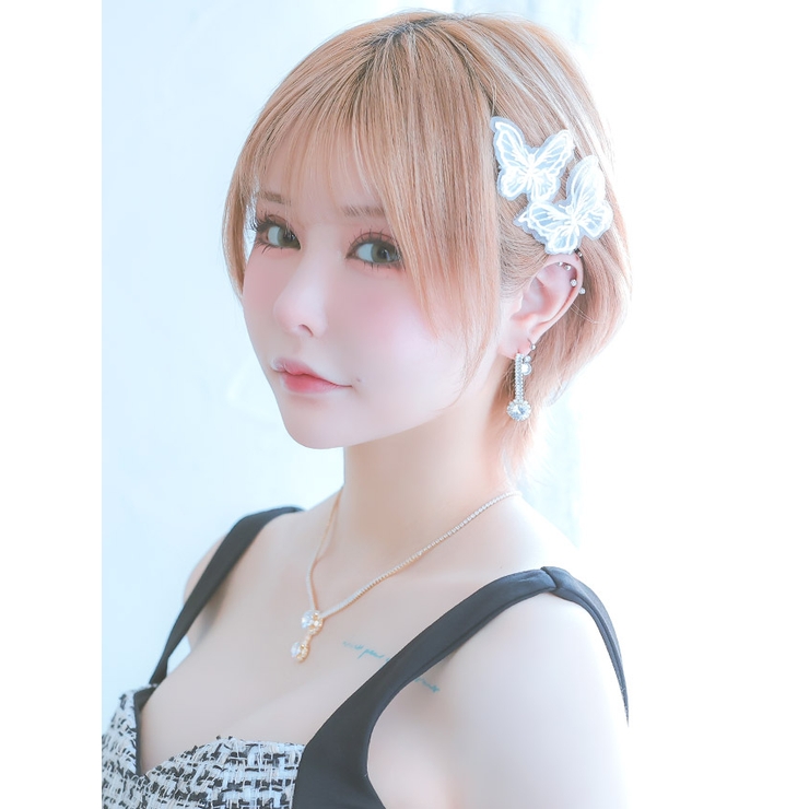 ラウンド×ラインビジューシルバーベースネックレス＆ピアスセットアクセサリーセットキャバアクセサリーキャバドレスキャバドレスシルバー戦慄かなのTikaティカ
