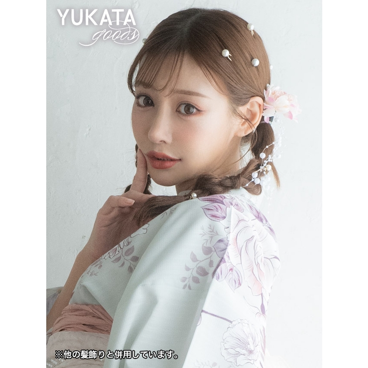 フラワーモチーフ×パールしだれ＆ポイントＵピン5点セット 髪飾り 浴衣小物 | Tika | 詳細画像4 