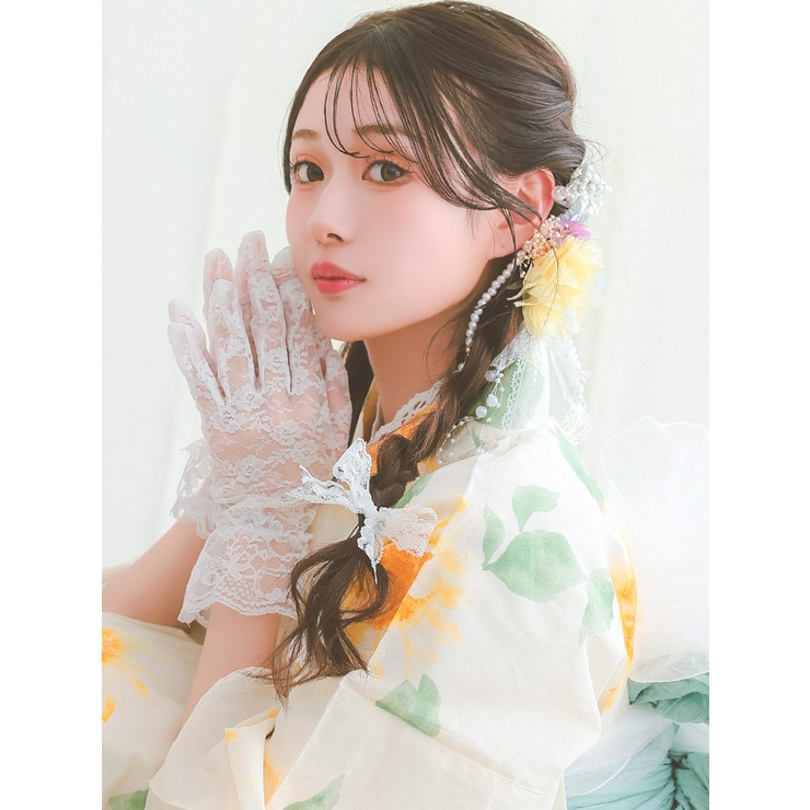 レースリボン×パールフラワーガーリーメルヘンヘアアクセサリー3