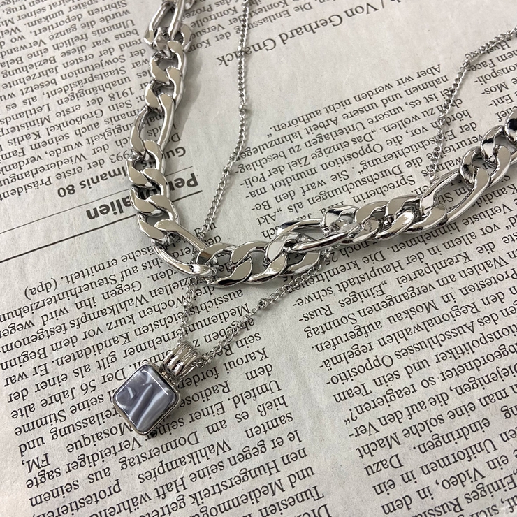 スクエアストーンモチーフ2連ネックレス レディース ファッション | non-hedge  | 詳細画像21 