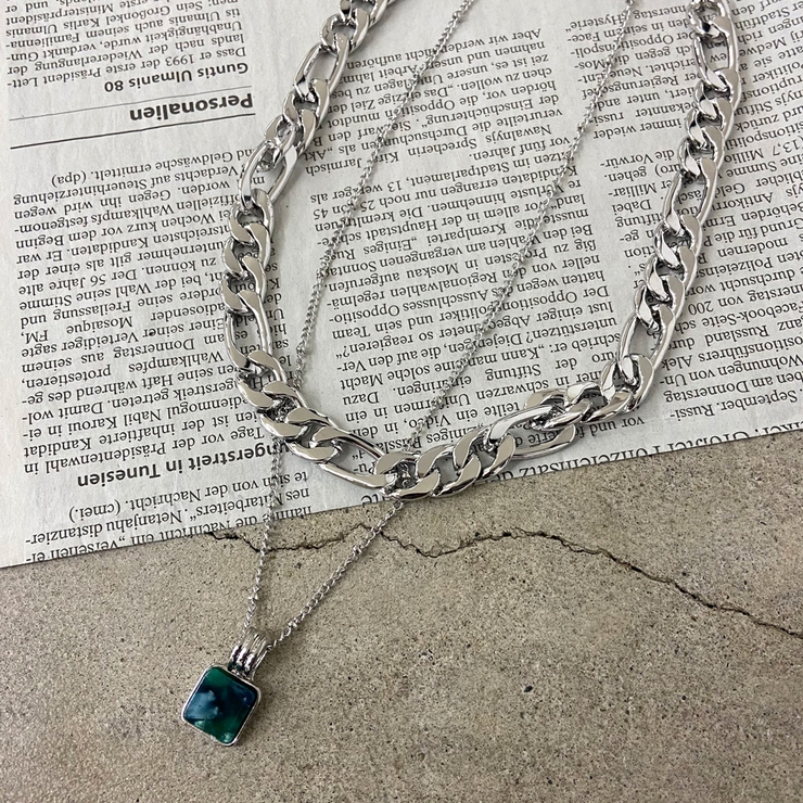 スクエアストーンモチーフ2連ネックレス レディース ファッション | non-hedge  | 詳細画像23 