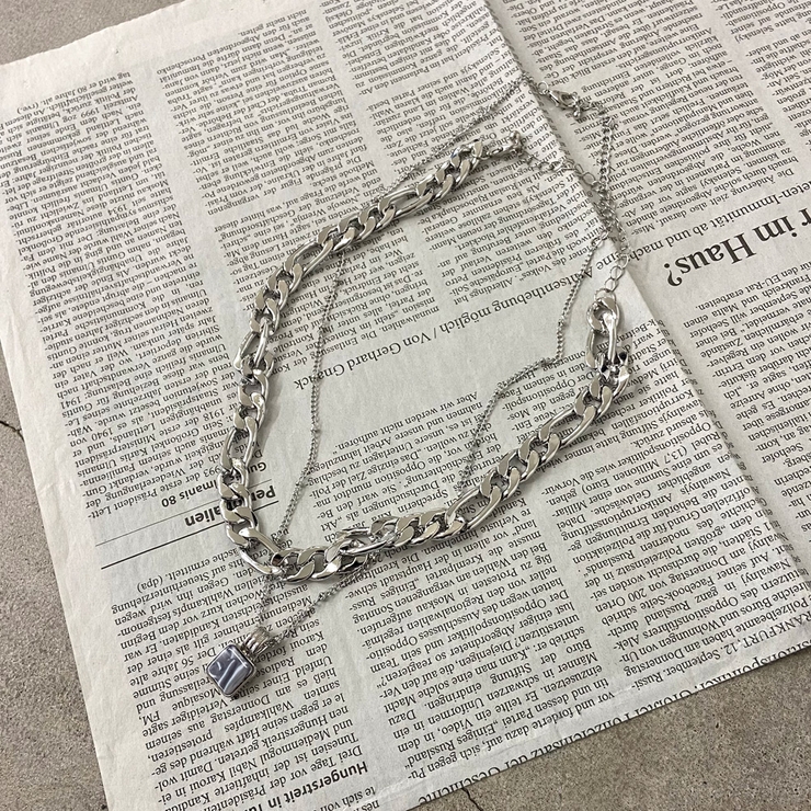 スクエアストーンモチーフ2連ネックレス レディース ファッション | non-hedge  | 詳細画像28 