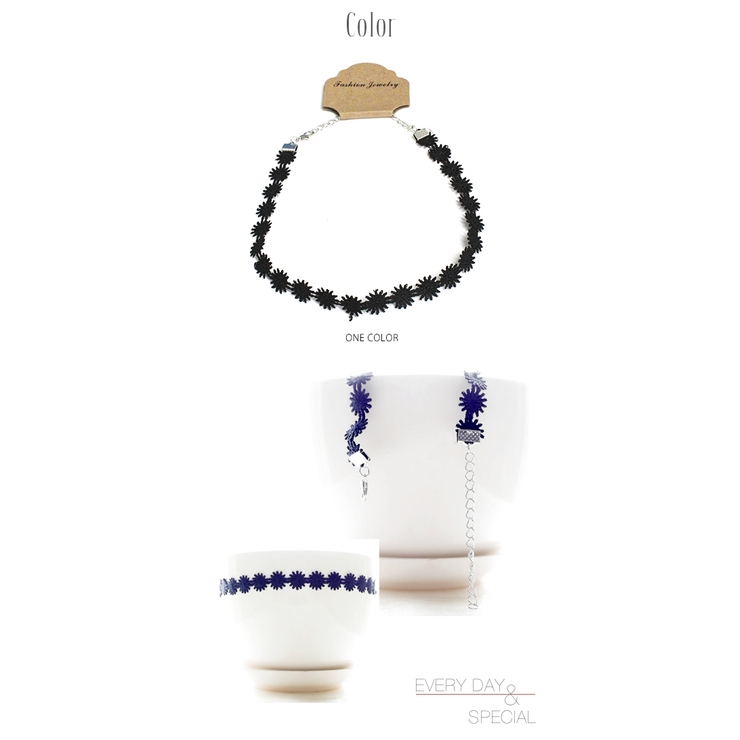 チョーカー 黒 フラワー刺繍[品番：OSRW0000822]｜OSYAREVO