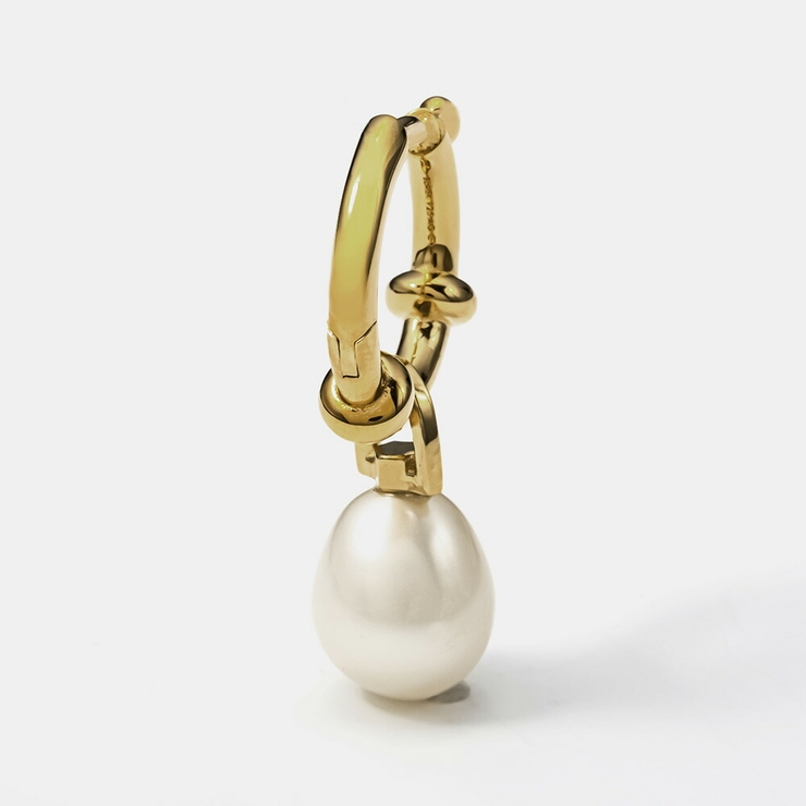 マリアブラックMARIABLACK100881YGピアスChaChaPiercedEarringレディースアクセサリーチャチャフープ片耳販売GOLDバロックパールシングルジュエリー舵モチーフカジュアルギフトプレゼントお祝い記念イエローゴールド
