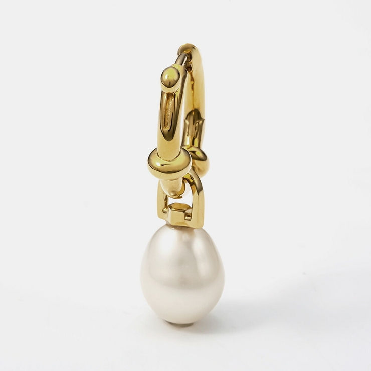マリアブラックMARIABLACK100881YGピアスChaChaPiercedEarringレディースアクセサリーチャチャフープ片耳販売GOLDバロックパールシングルジュエリー舵モチーフカジュアルギフトプレゼントお祝い記念イエローゴールド