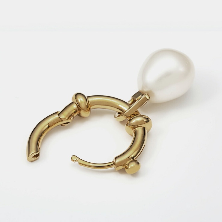 マリアブラックMARIABLACK100881YGピアスChaChaPiercedEarringレディースアクセサリーチャチャフープ片耳販売GOLDバロックパールシングルジュエリー舵モチーフカジュアルギフトプレゼントお祝い記念イエローゴールド