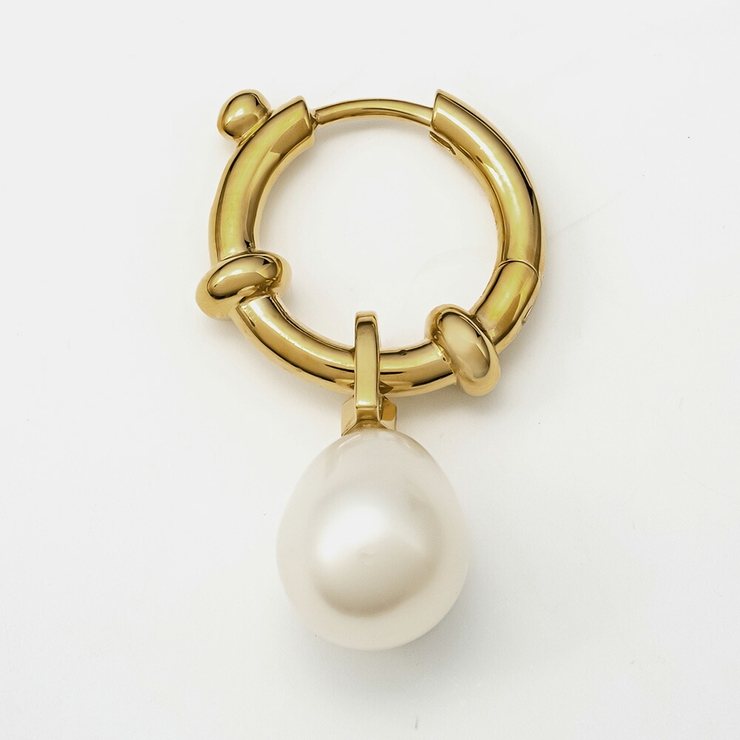マリアブラックMARIABLACK100881YGピアスChaChaPiercedEarringレディースアクセサリーチャチャフープ片耳販売GOLDバロックパールシングルジュエリー舵モチーフカジュアルギフトプレゼントお祝い記念イエローゴールド