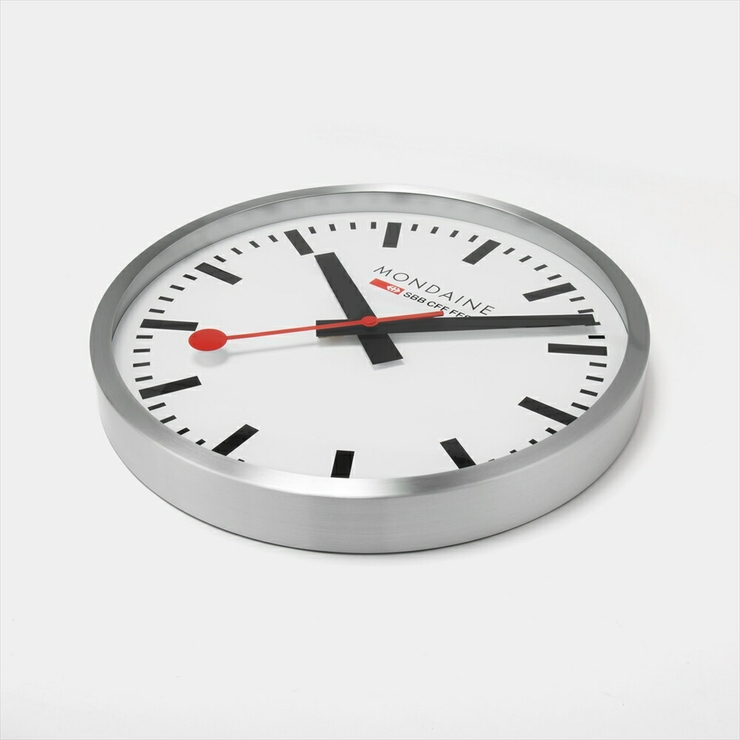 モンディーンMONDAINEA995CLOCK16SBB掛け時計WALLCLOCKLARGE400mmALUMINIUMBRUSHEDメンズレディース時計ウォールクロック壁掛け時計オフィスインテリア40cmクォーツプレゼントお祝いギフト新築祝い開業祝い入学祝い記念クォーツホワイト