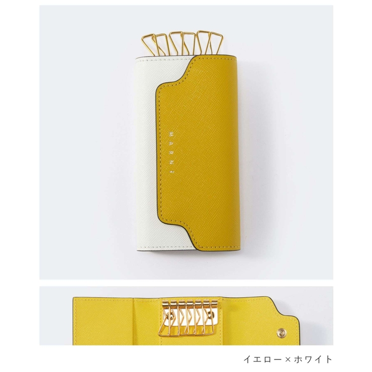 マルニMARNIPCMO0017U1LV520キーケースレディースファッション小物レザー6連キーホルダーキーリングバイカラーコンパクトスマートキー革プレゼントギフトカジュアルシンプル誕生日記念日お祝いコンパクトオリーブグリーンイエローボルドー