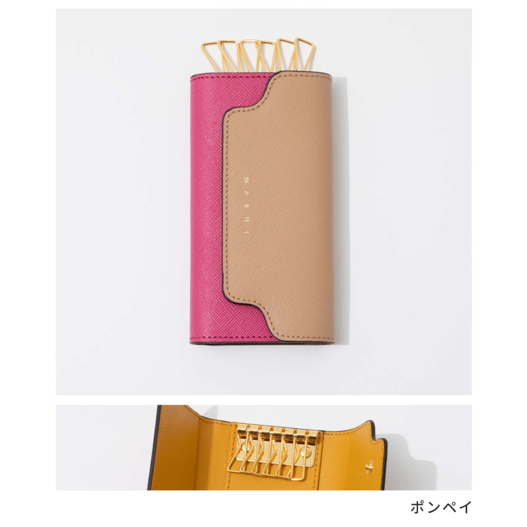 マルニMARNIPCMO0017U1LV520キーケースレディースファッション小物レザー6連キーホルダーキーリングバイカラーコンパクトスマートキー革プレゼントギフトカジュアルシンプル誕生日記念日お祝いコンパクトオリーブグリーンイエローボルドー