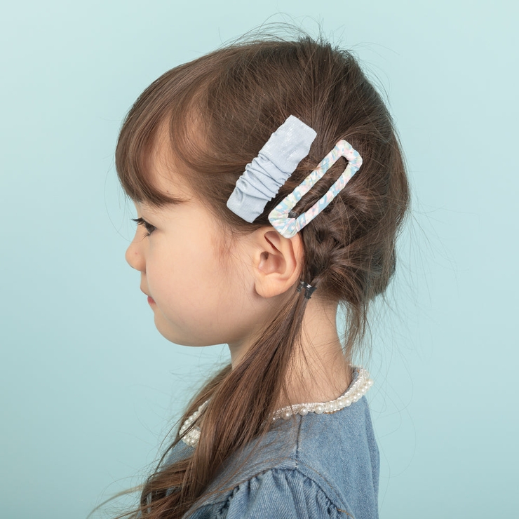 くしゅくしゅヘアピン＋花柄ヘアピン2点セット[品番：VINK0001690