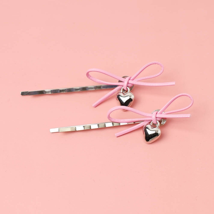 【2個セット】リボンハートチャームヘアピン | URBAN CHERRY | 詳細画像4 