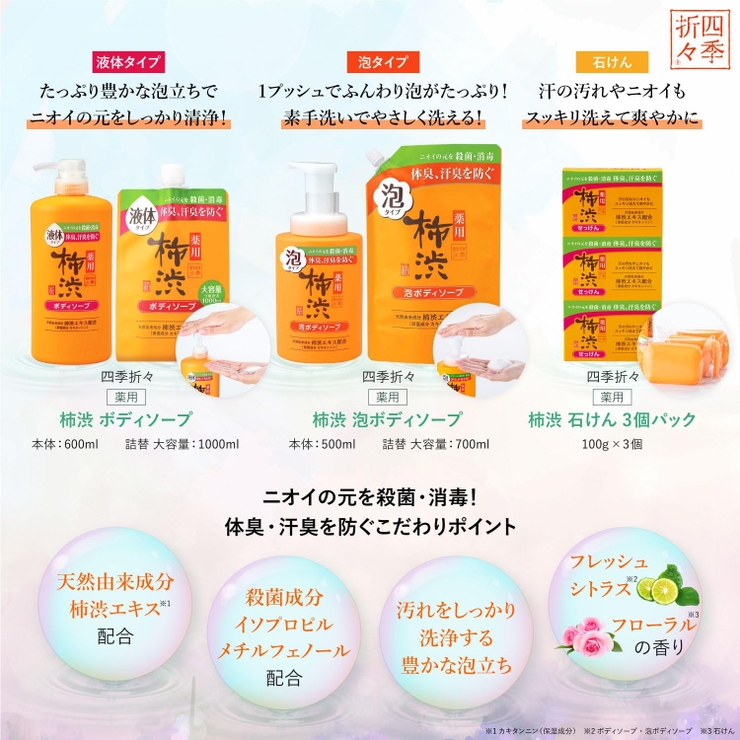 熊野油脂 薬用 柿渋 ボディソープ 本体 600ml  | UYEKI(ウエキ) | 詳細画像6 