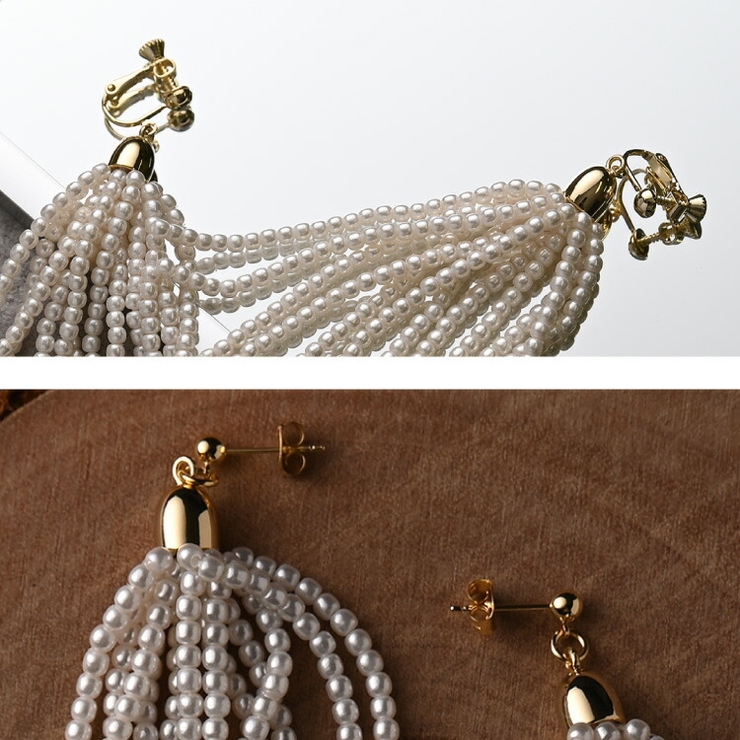 タッセルパールピアス イヤリング ピアス[品番：BECW0009975]｜kana 