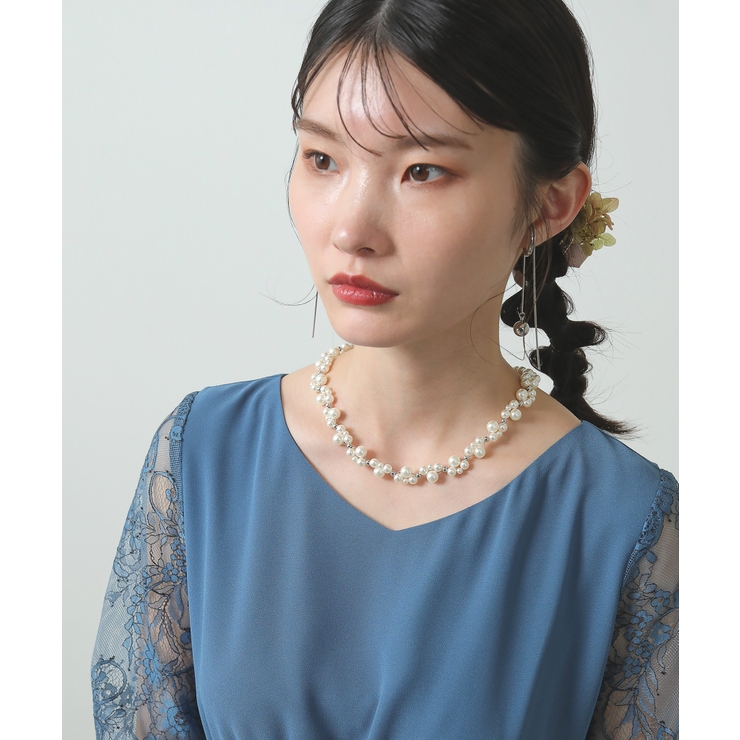 パール メタルビーズ ツイスト ボリューム ネックレス 結婚式 パーティー | kana | 詳細画像5 